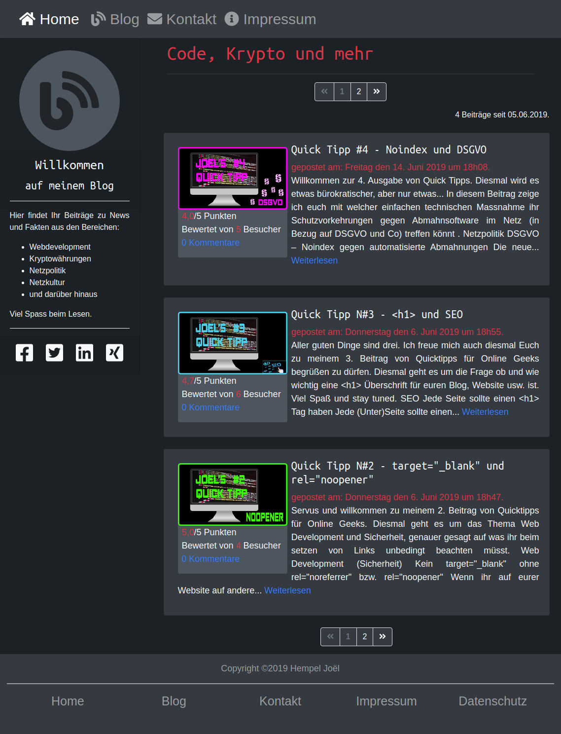 weblog - blog page